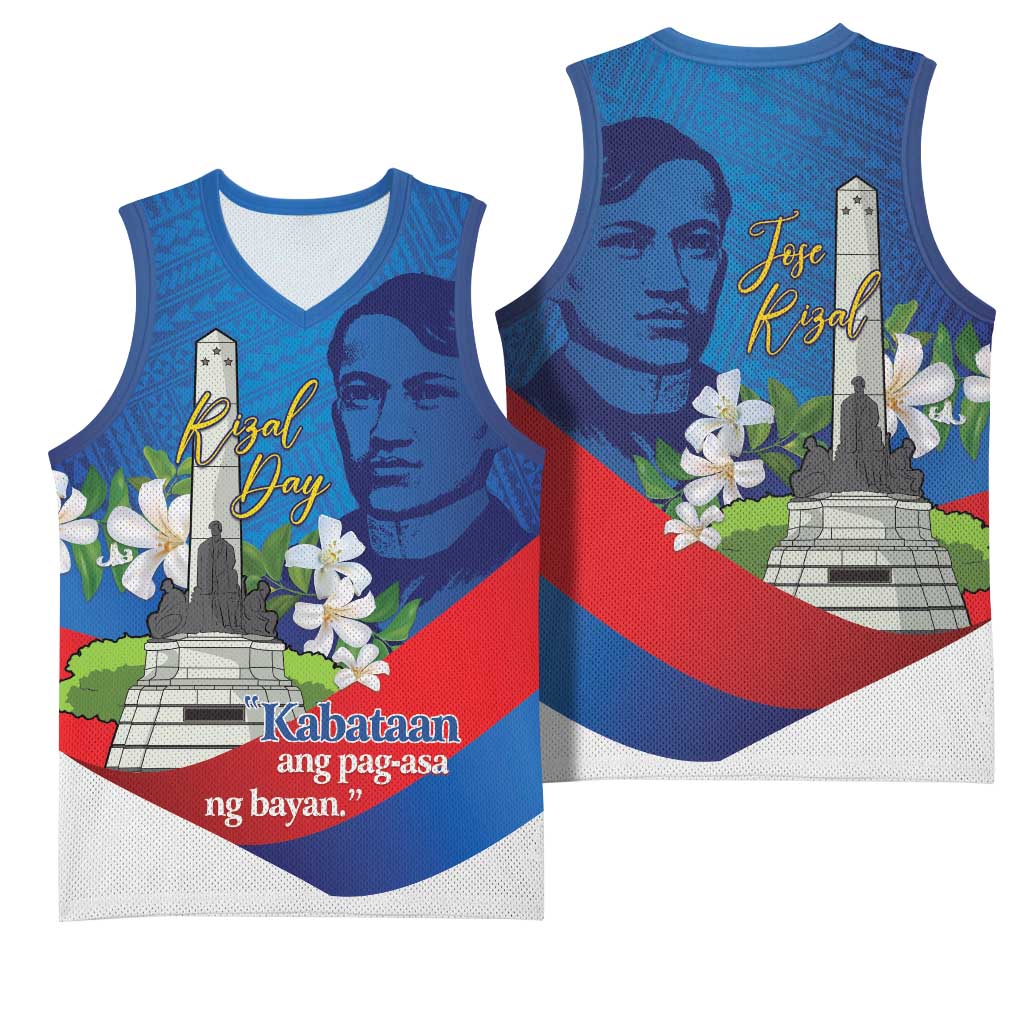 Philippines Rizal Day Basketball Jersey Filipino Motto Stella Polynesian Pattern - Polynesian Pride