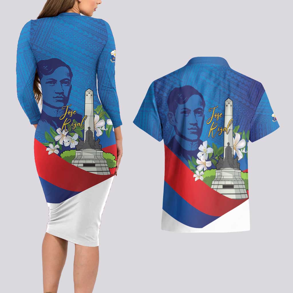 Philippines Rizal Day Couples Matching Long Sleeve Bodycon Dress and Hawaiian Shirt Filipino Motto Stella Polynesian Pattern - Polynesian Pride
