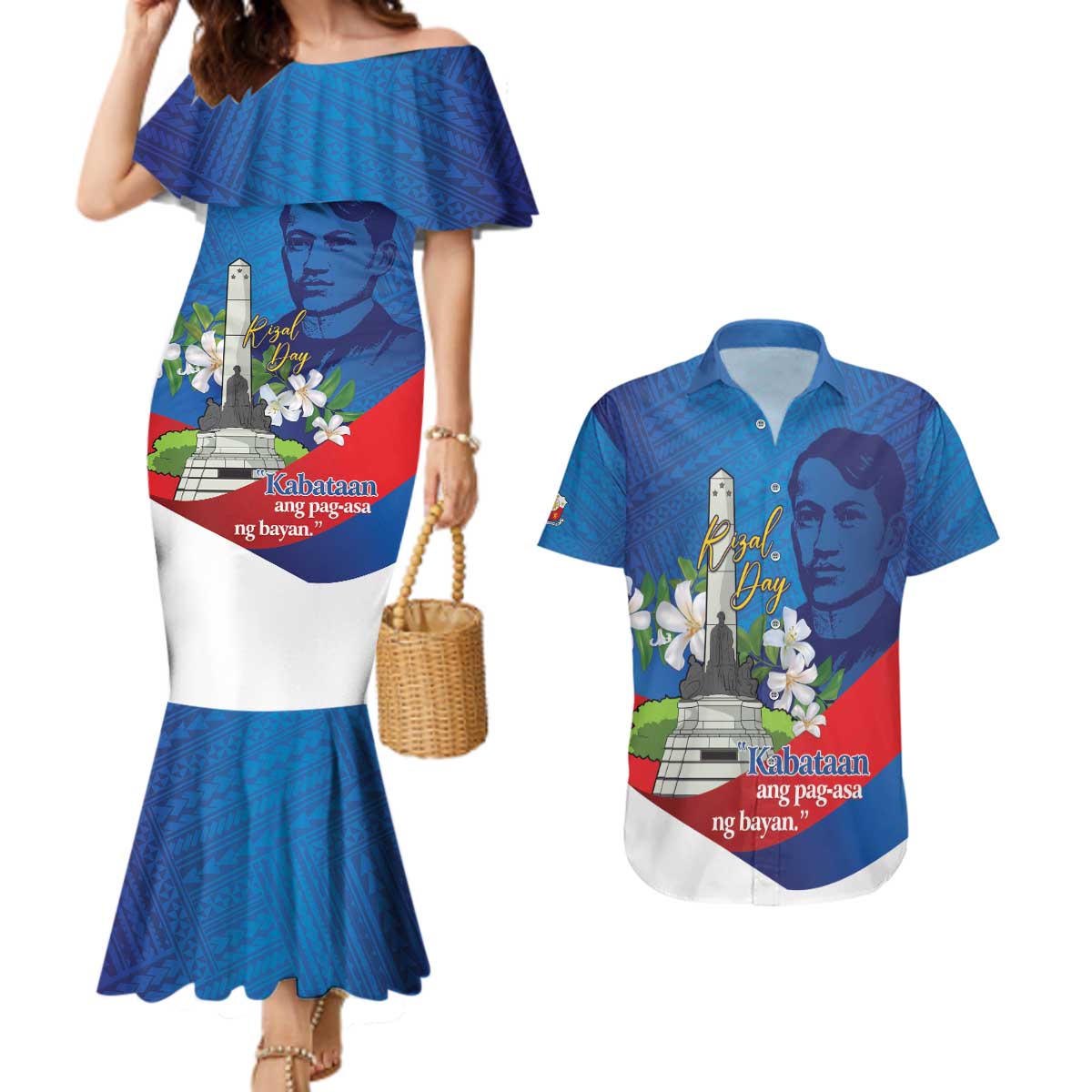 Philippines Rizal Day Couples Matching Mermaid Dress and Hawaiian Shirt Filipino Motto Stella Polynesian Pattern - Polynesian Pride