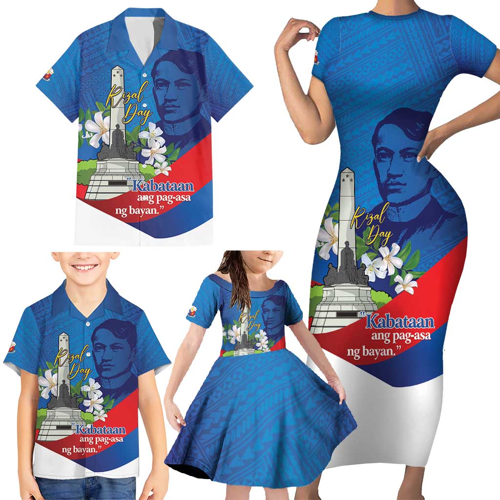 Philippines Rizal Day Family Matching Short Sleeve Bodycon Dress and Hawaiian Shirt Filipino Motto Stella Polynesian Pattern - Polynesian Pride