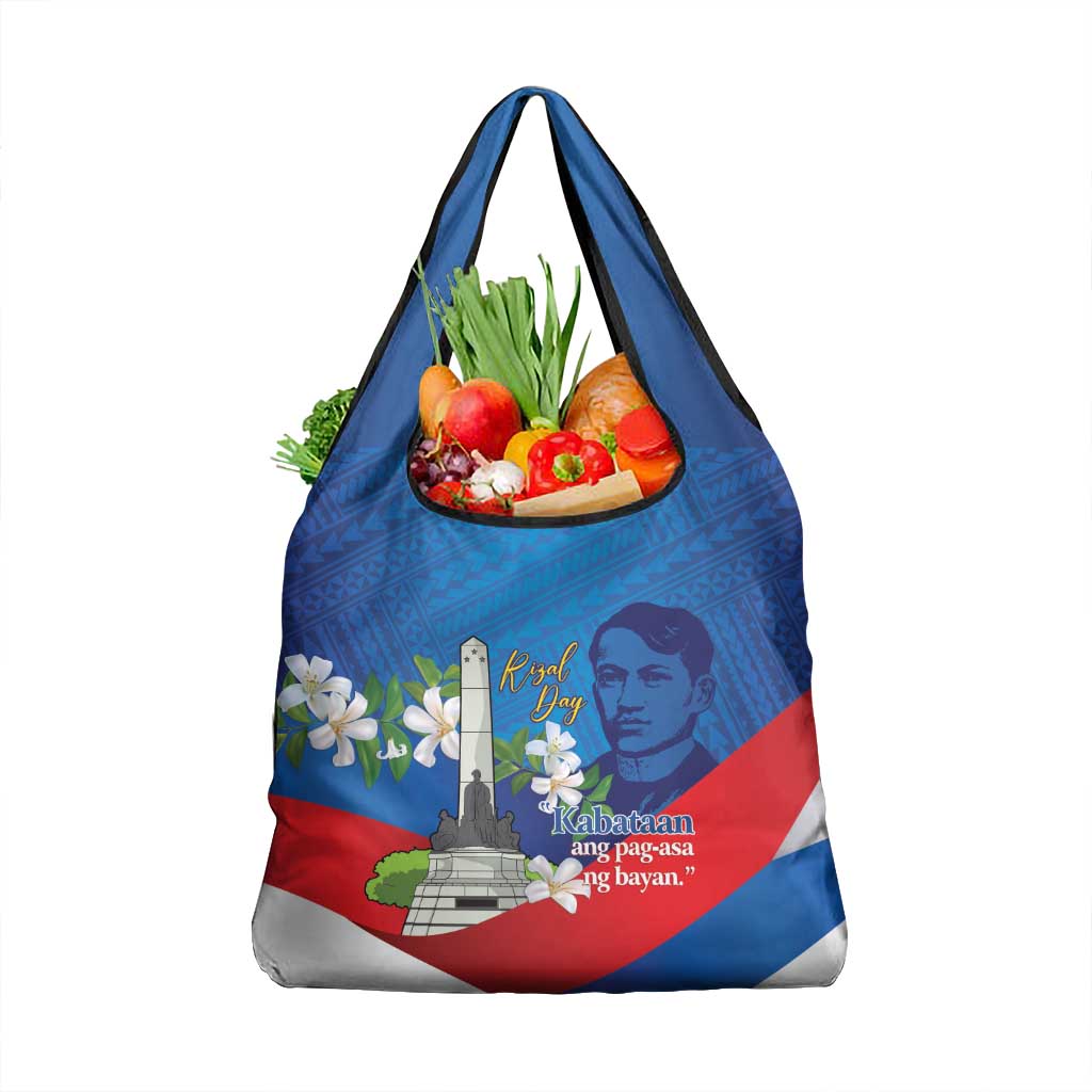 Philippines Rizal Day Grocery Bag Filipino Motto Stella Polynesian Pattern - Polynesian Pride