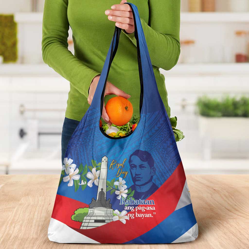 Philippines Rizal Day Grocery Bag Filipino Motto Stella Polynesian Pattern - Polynesian Pride