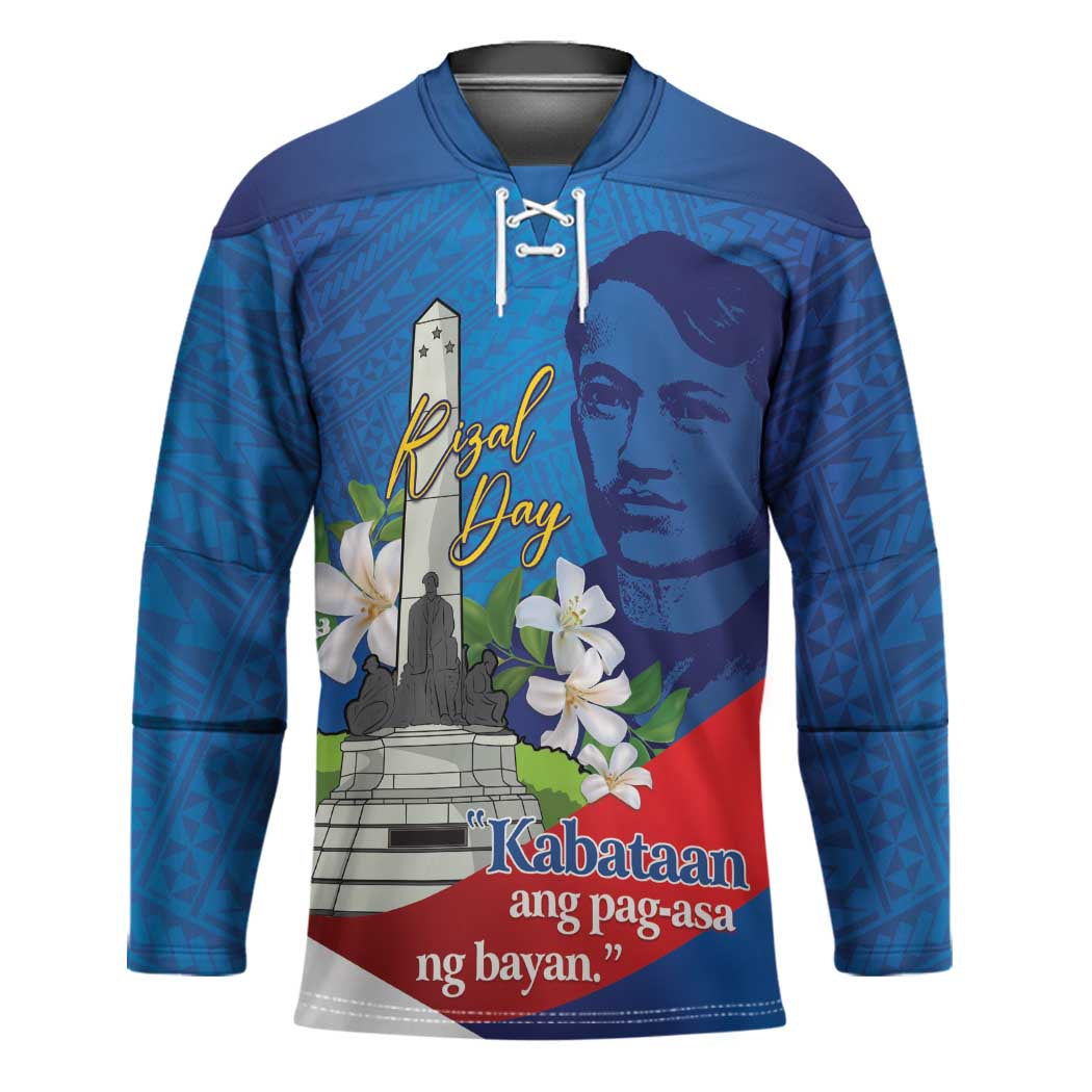 Philippines Rizal Day Hockey Jersey Filipino Motto Stella Polynesian Pattern - Polynesian Pride