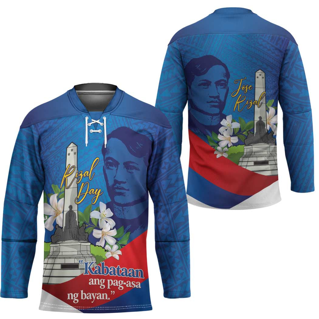 Philippines Rizal Day Hockey Jersey Filipino Motto Stella Polynesian Pattern - Polynesian Pride