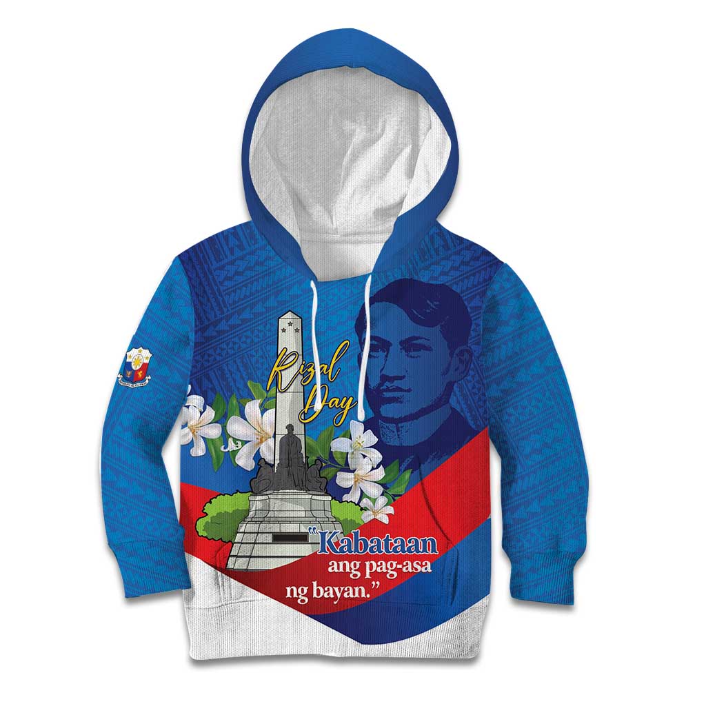 Philippines Rizal Day Kid Hoodie Filipino Motto Stella Polynesian Pattern - Polynesian Pride