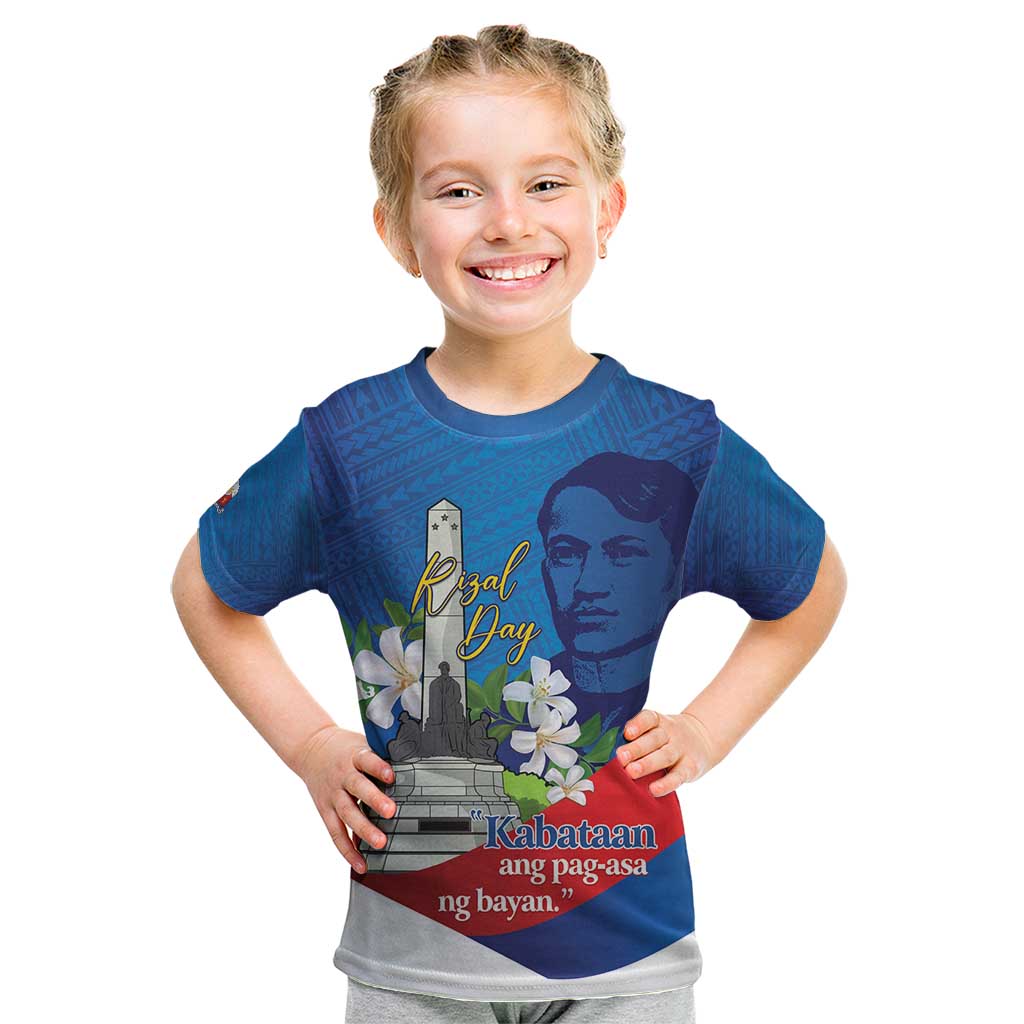 Philippines Rizal Day Kid T Shirt Filipino Motto Stella Polynesian Pattern - Polynesian Pride