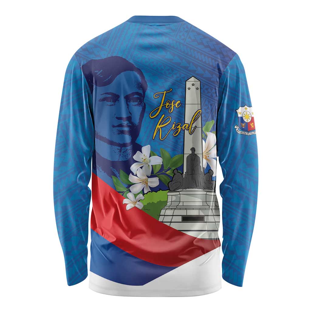 Philippines Rizal Day Long Sleeve Shirt Filipino Motto Stella Polynesian Pattern - Polynesian Pride