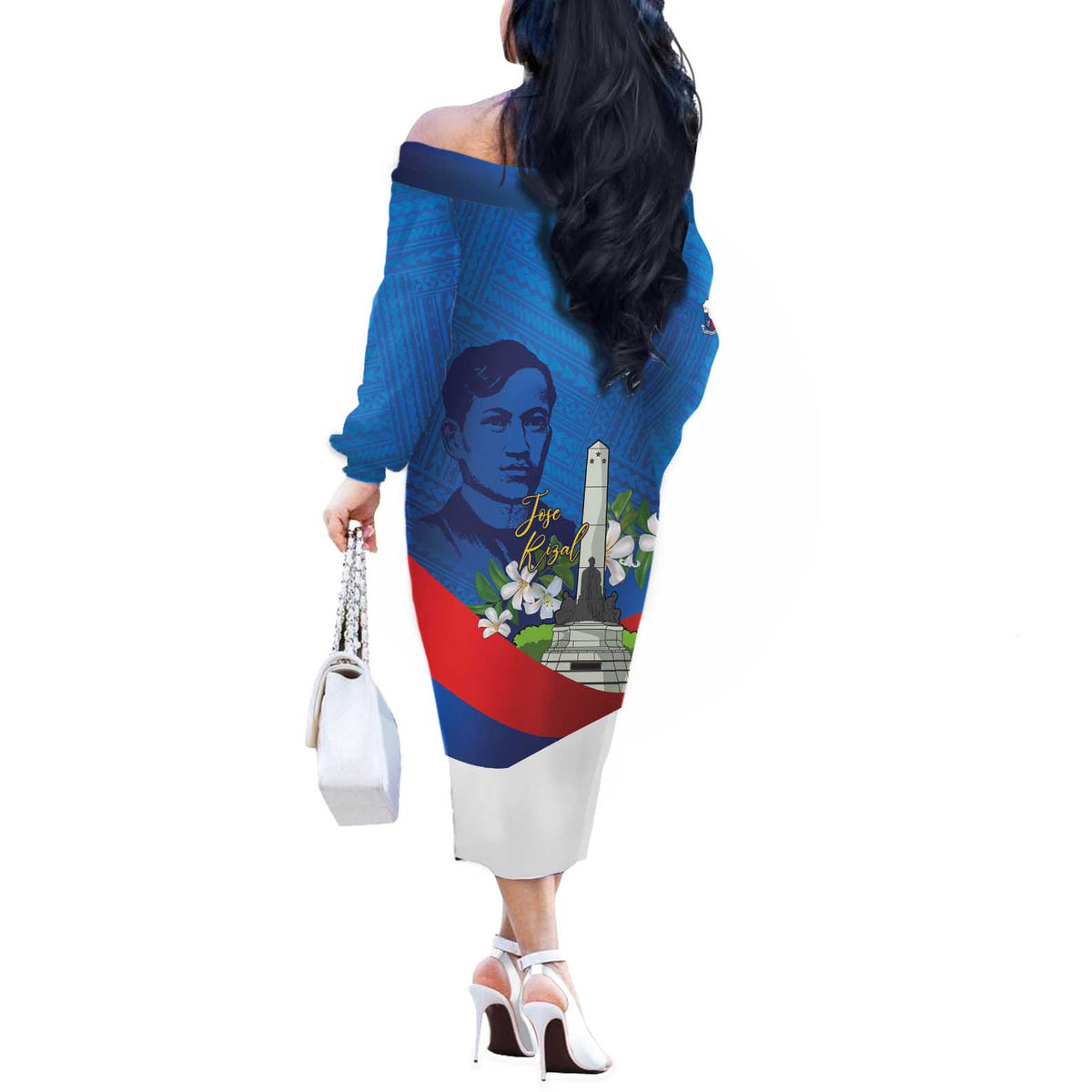 Philippines Rizal Day Off The Shoulder Long Sleeve Dress Filipino Motto Stella Polynesian Pattern - Polynesian Pride