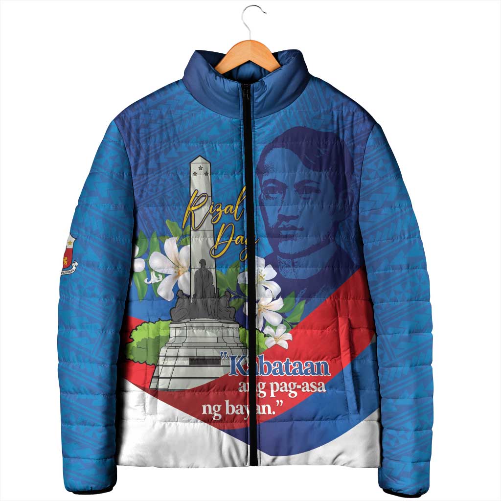 Philippines Rizal Day Padded Jacket Filipino Motto Stella Polynesian Pattern - Polynesian Pride
