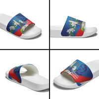 Philippines Rizal Day Slide Sandals Filipino Motto Stella Polynesian Pattern - Polynesian Pride