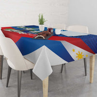 Philippines Rizal Day Tablecloth Filipino Motto Stella Polynesian Pattern - Polynesian Pride