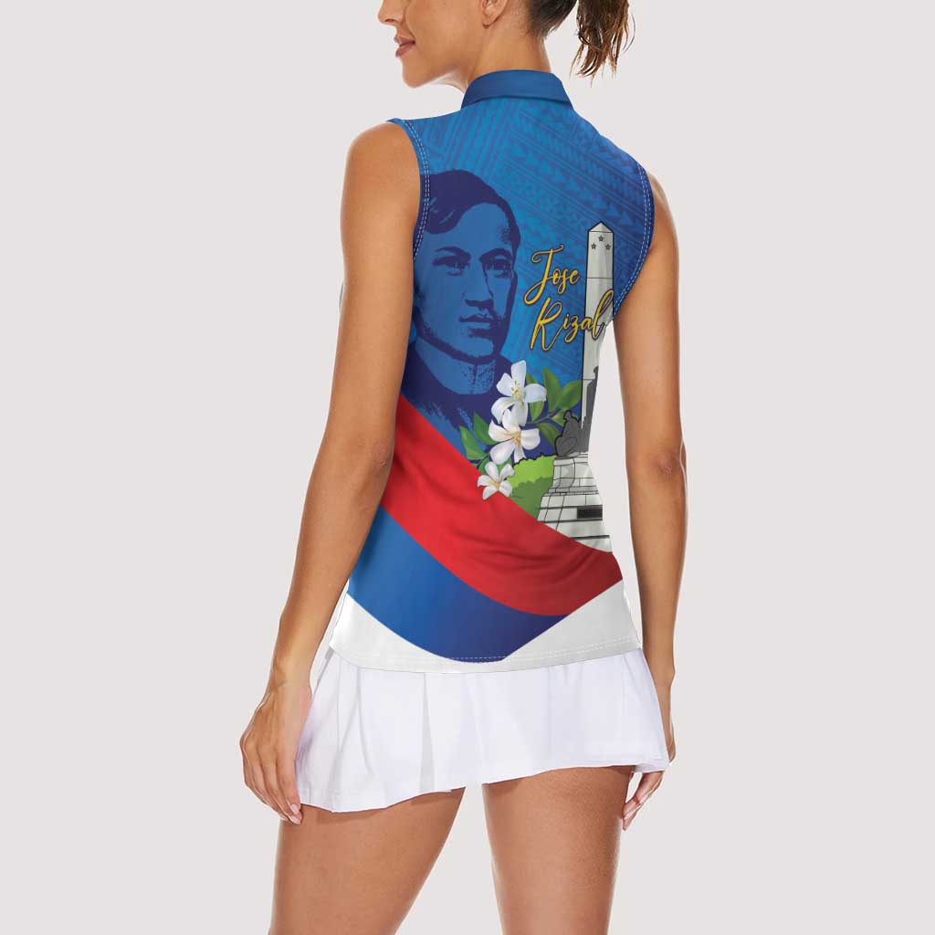 Philippines Rizal Day Women Sleeveless Polo Shirt Filipino Motto Stella Polynesian Pattern - Polynesian Pride