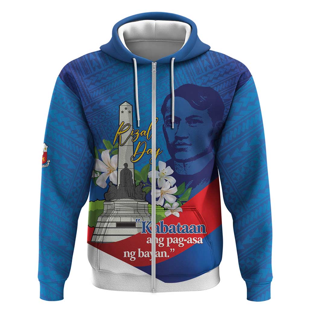 Philippines Rizal Day Zip Hoodie Filipino Motto Stella Polynesian Pattern - Polynesian Pride