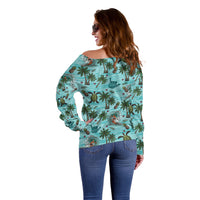 Aloha Hawaii Surfing Tropical Seamless Off Shoulder Sweater