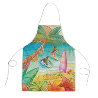 Surfing Paradise Hawaii Apron Tropical Flowers Beachy Vibes LT14 Multicolor - Polynesian Pride