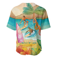 Surfing Paradise Hawaii Baseball Jersey Tropical Flowers Beachy Vibes LT14 - Polynesian Pride