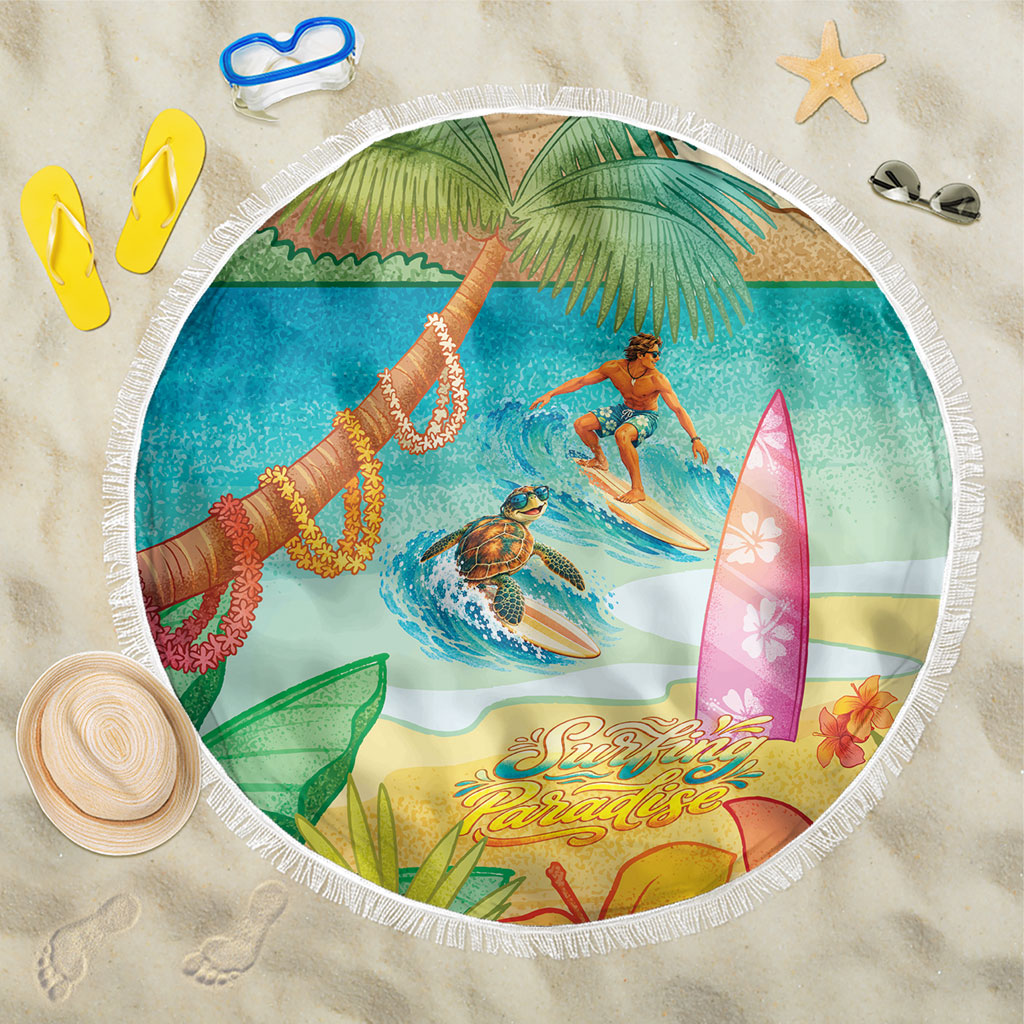 Surfing Paradise Hawaii Beach Blanket Tropical Flowers Beachy Vibes