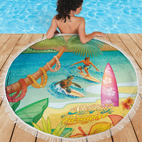 Surfing Paradise Hawaii Beach Blanket Tropical Flowers Beachy Vibes LT14 - Polynesian Pride