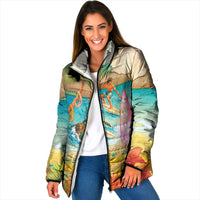 Surfing Paradise Hawaii Padded Jacket Tropical Flowers Beachy Vibes LT14 Women Multicolor - Polynesian Pride