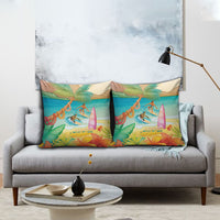 Surfing Paradise Hawaii Pillow Cover Tropical Flowers Beachy Vibes LT14 - Polynesian Pride