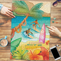 Surfing Paradise Hawaii Puzzle Tropical Flowers Beachy Vibes LT14 Multicolor - Polynesian Pride