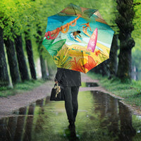 Surfing Paradise Hawaii Umbrella Tropical Flowers Beachy Vibes LT14 - Polynesian Pride