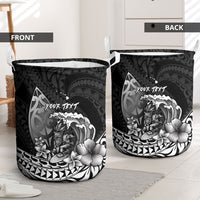 Hawaii Surfing Personalized Laundry Basket Born To Surf Tiki Hawaiian Pattern LT14 - Polynesian Pride