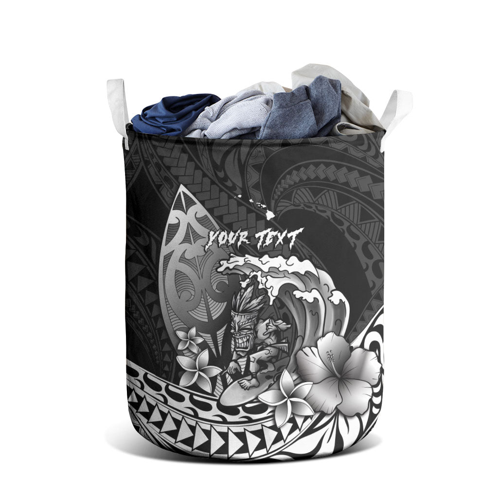 Hawaii Surfing Personalized Laundry Basket Born To Surf Tiki Hawaiian Pattern LT14 - Polynesian Pride