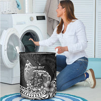 Hawaii Surfing Personalized Laundry Basket Born To Surf Tiki Hawaiian Pattern LT14 - Polynesian Pride