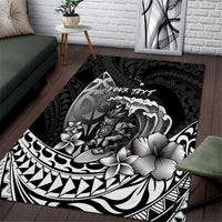 Hawaii Surfing Personalized Area Rug Born To Surf Tiki Hawaiian Pattern LT14 Black - Polynesian Pride