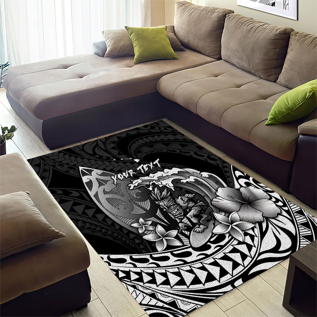 Hawaii Surfing Personalized Area Rug Born To Surf Tiki Hawaiian Pattern LT14 - Polynesian Pride