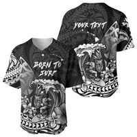 Hawaii Surfing Personalized Baseball Jersey Born To Surf Tiki Hawaiian Pattern LT14 - Polynesian Pride