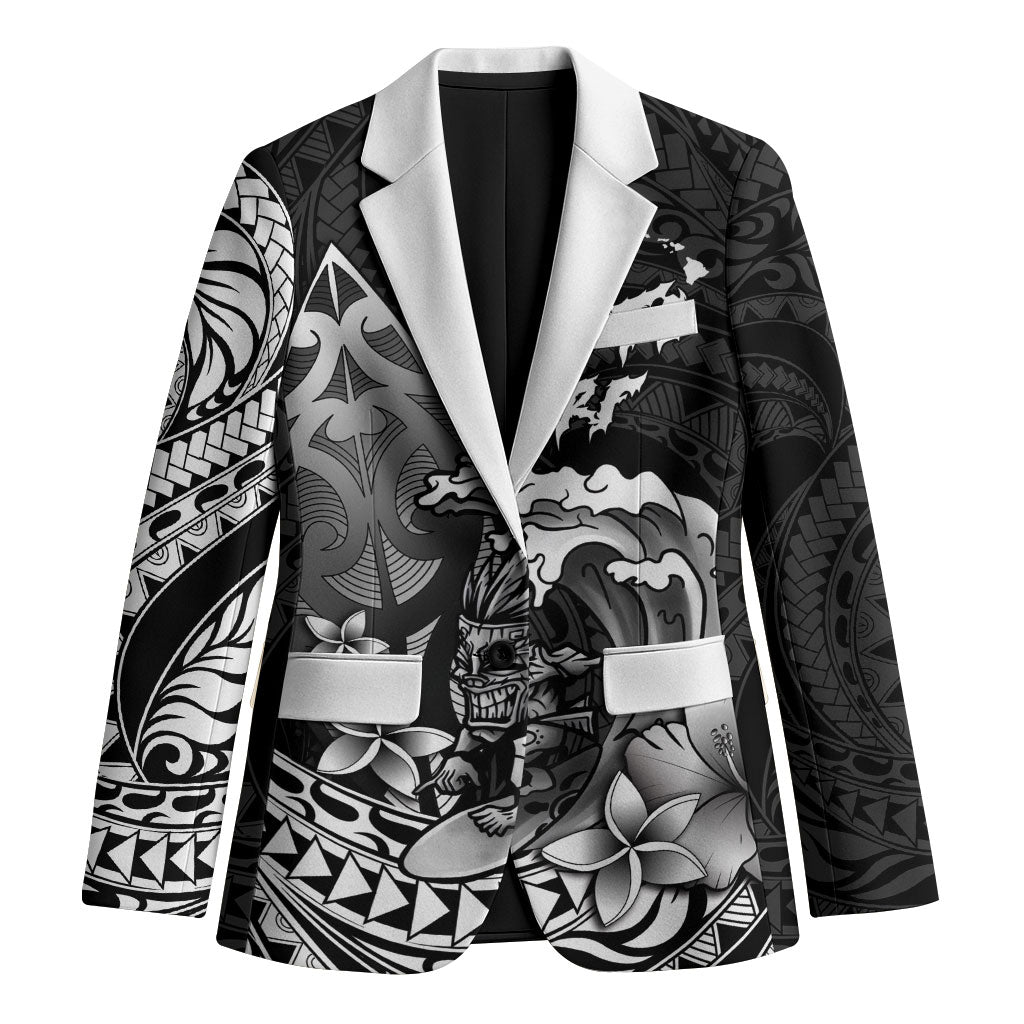 Hawaii Surfing Personalized Blazer Born To Surf Tiki Hawaiian Pattern LT14 Unisex Black - Polynesian Pride