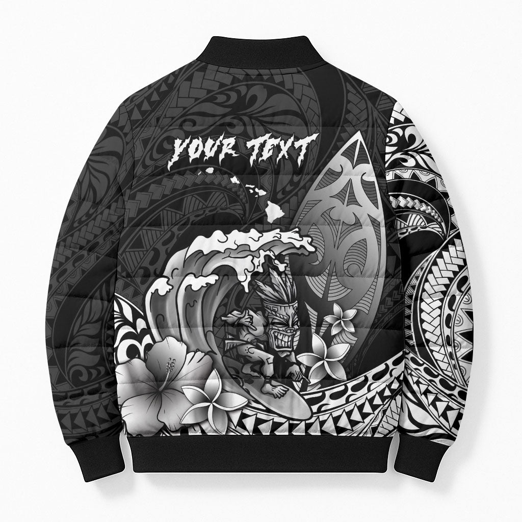 Hawaii Surfing Personalized Bomber Puffer Jacket Born To Surf Tiki Hawaiian Pattern LT14 - Polynesian Pride
