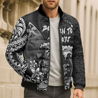 Hawaii Surfing Personalized Bomber Puffer Jacket Born To Surf Tiki Hawaiian Pattern LT14 - Polynesian Pride