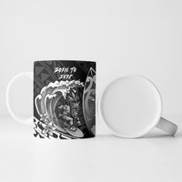 Hawaii Surfing Personalized Ceramic Mug Born To Surf Tiki Hawaiian Pattern LT14 - Polynesian Pride