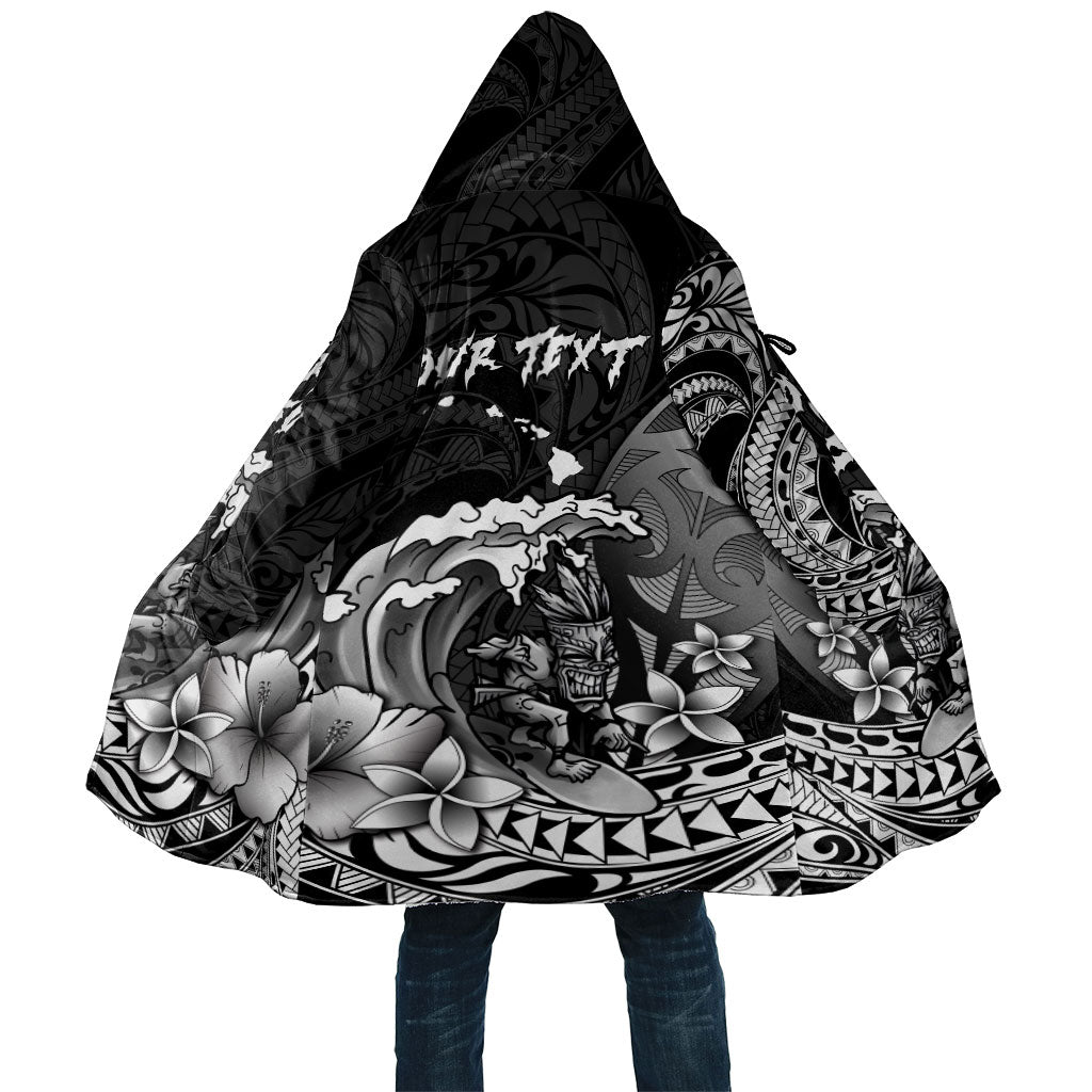 Hawaii Surfing Personalized Cloak Born To Surf Tiki Hawaiian Pattern LT14 Unisex Black - Polynesian Pride