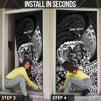 Hawaii Surfing Personalized Door Cover Born To Surf Tiki Hawaiian Pattern LT14 - Polynesian Pride