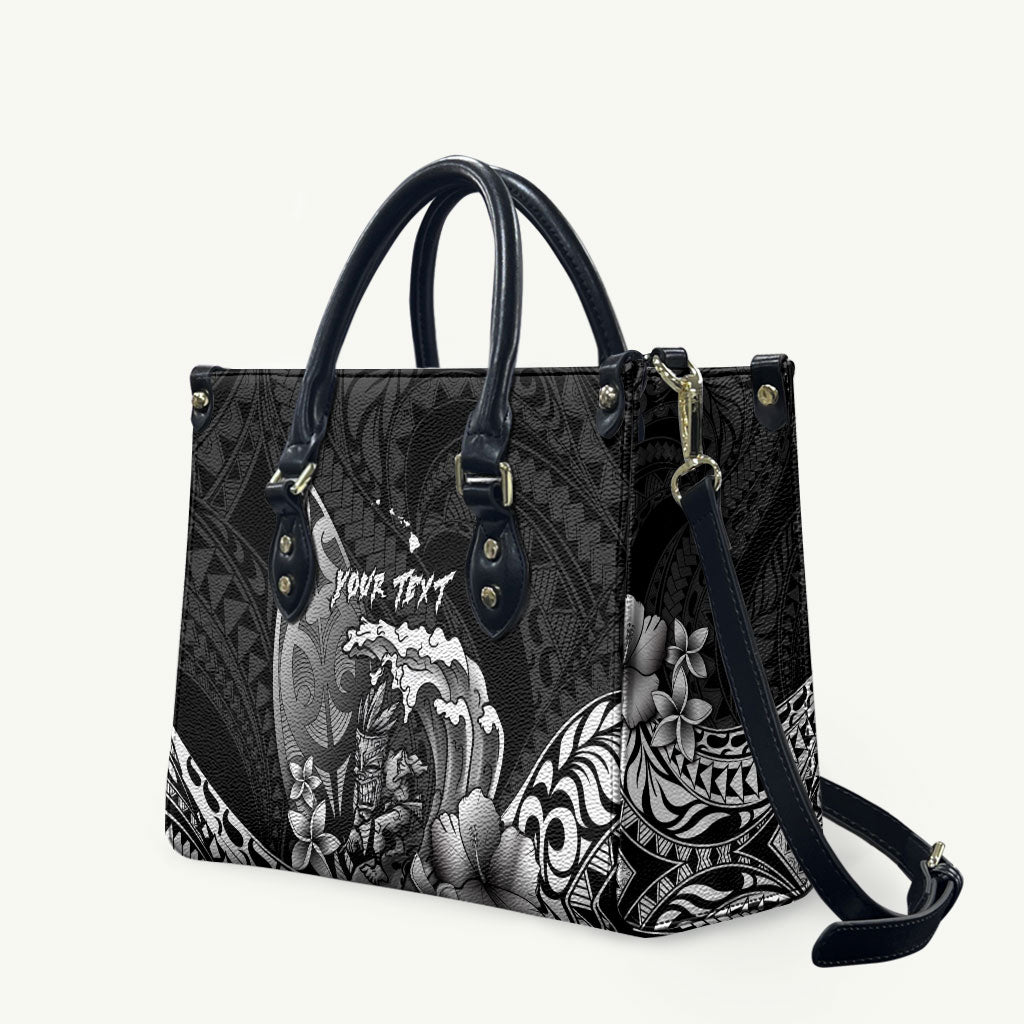 Hawaii Surfing Personalized Leather Bag Born To Surf Tiki Hawaiian Pattern