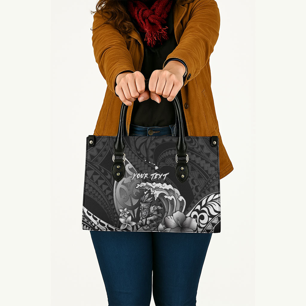 Hawaii Surfing Personalized Leather Bag Born To Surf Tiki Hawaiian Pattern LT14 - Polynesian Pride
