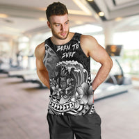 Hawaii Surfing Personalized Men Tank Top Born To Surf Tiki Hawaiian Pattern LT14 Black - Polynesian Pride