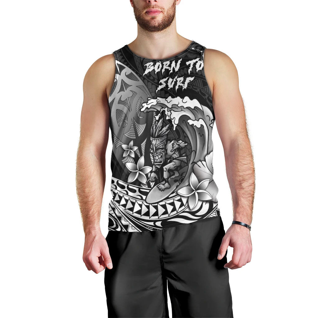 Hawaii Surfing Personalized Men Tank Top Born To Surf Tiki Hawaiian Pattern LT14 - Polynesian Pride