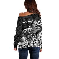Hawaii Surfing Personalized Off Shoulder Sweater Born To Surf Tiki Hawaiian Pattern LT14 - Polynesian Pride