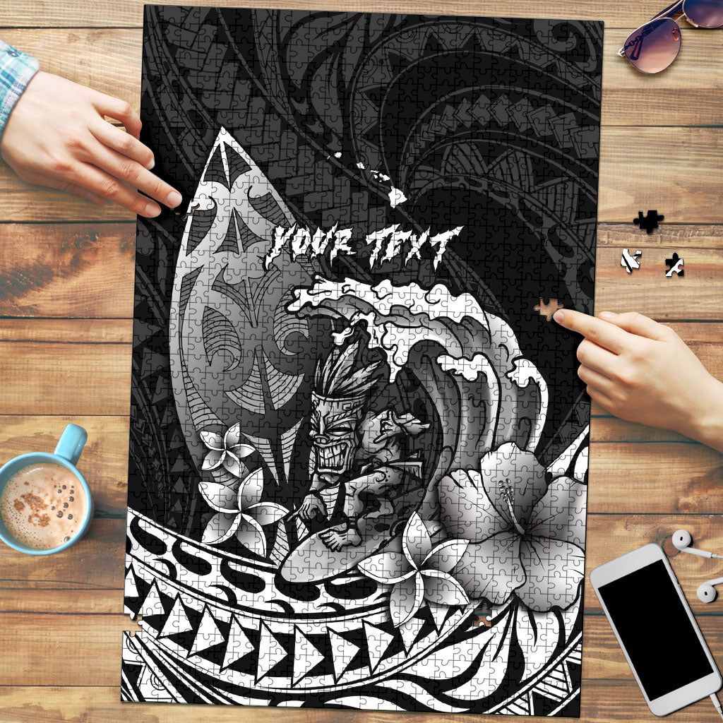 Hawaii Surfing Personalized Puzzle Born To Surf Tiki Hawaiian Pattern
