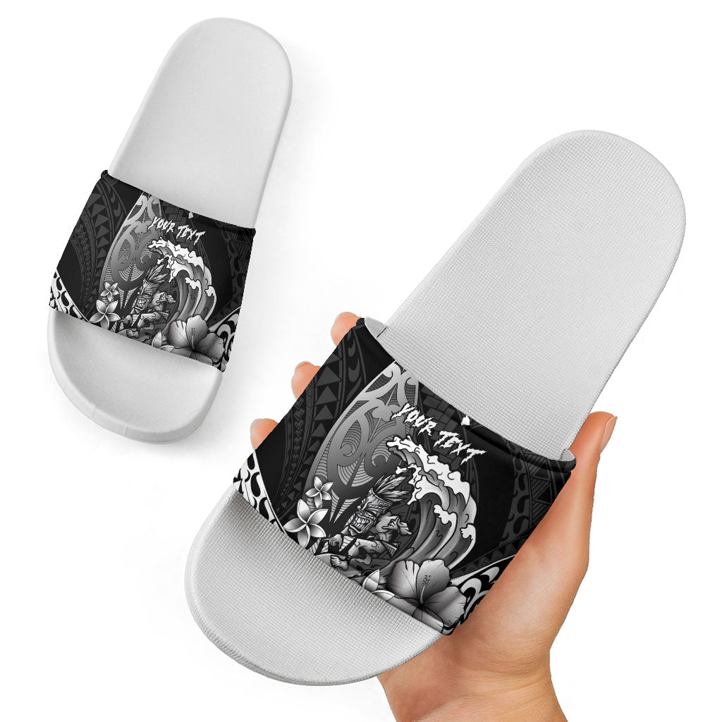 Hawaii Surfing Personalized Slide Sandals Born To Surf Tiki Hawaiian Pattern LT14 - Polynesian Pride