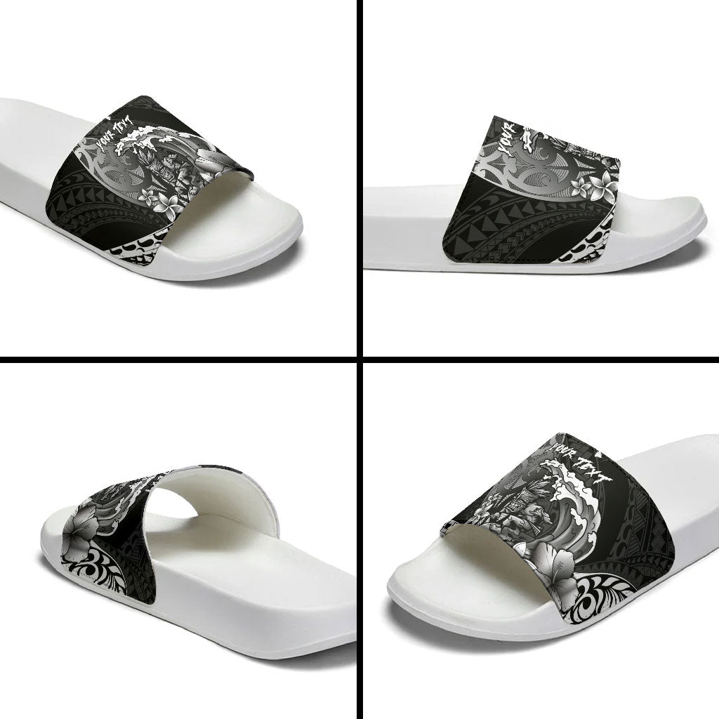 Hawaii Surfing Personalized Slide Sandals Born To Surf Tiki Hawaiian Pattern LT14 - Polynesian Pride