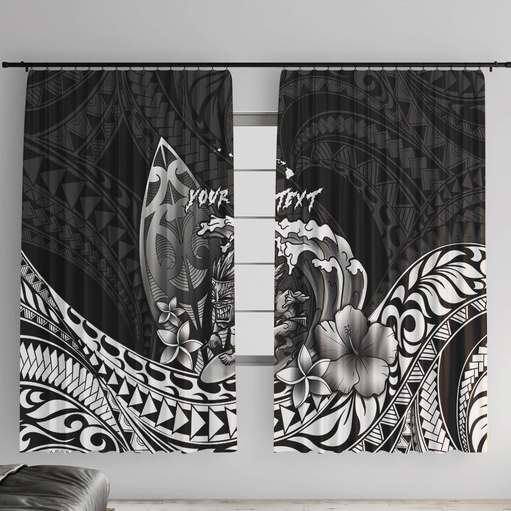 Hawaii Surfing Personalized Window Curtain Born To Surf Tiki Hawaiian Pattern