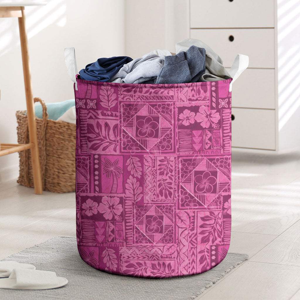 Hawaii Rainforest Beach Tropical Flowers Laundry Basket LT14 Pink - Polynesian Pride