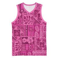 Hawaii Rainforest Beach Tropical Flowers Basketball Jersey LT14 Unisex Pink - Polynesian Pride