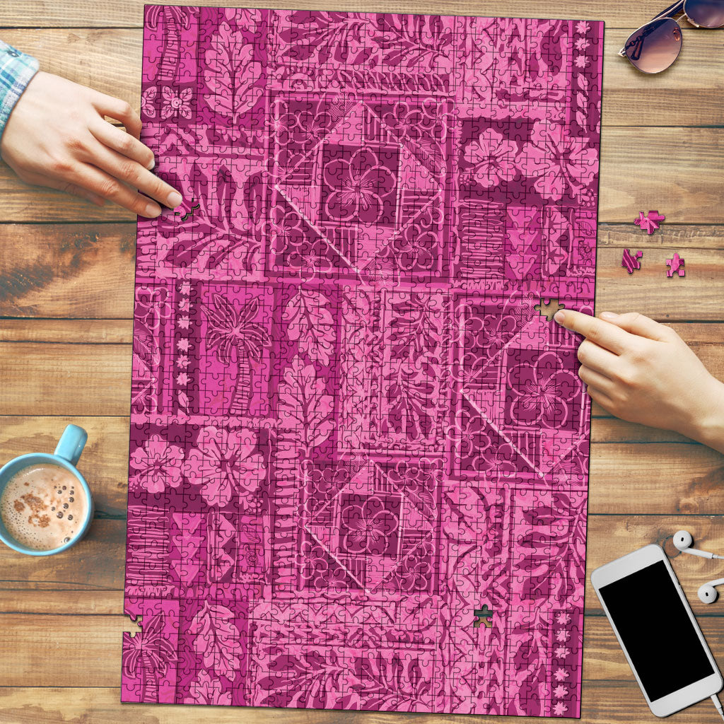 Hawaii Rainforest Beach Tropical Flowers Puzzle LT14 Pink - Polynesian Pride